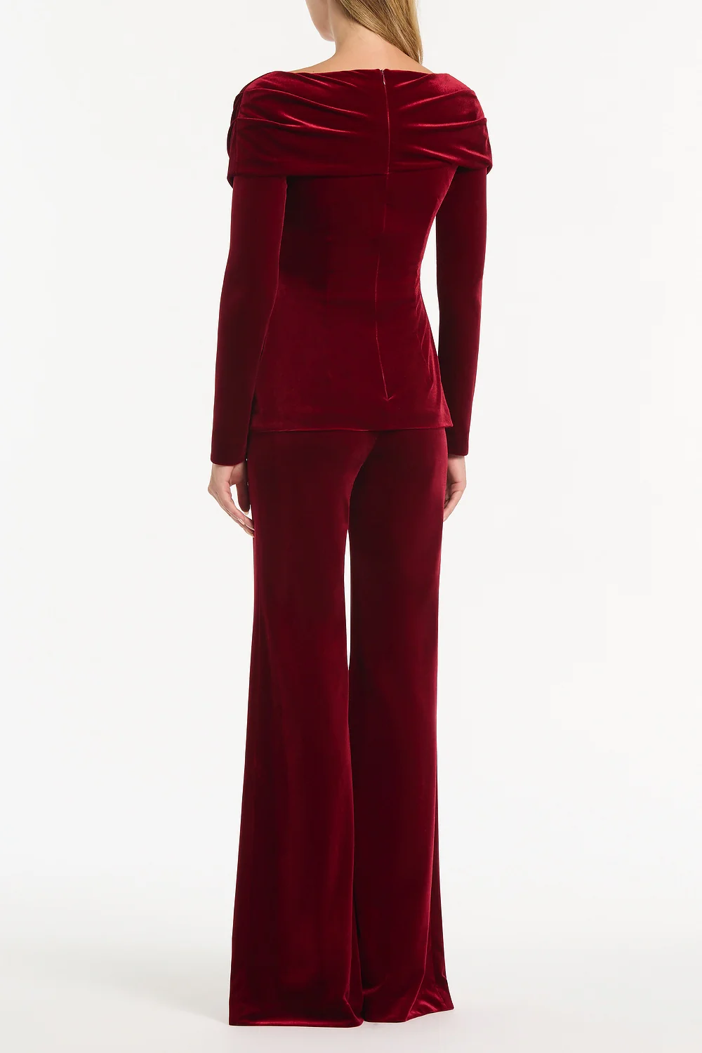 ROUGE VELVET DRAPED SHOULDER TOP - Image 2