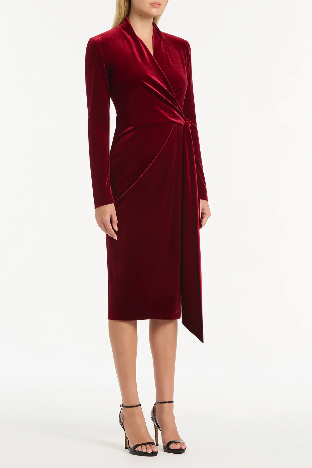 ROUGE VELVET TIE FRONT MIDI DRESS - Image 3