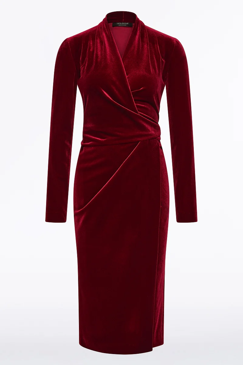 ROUGE VELVET TIE FRONT MIDI DRESS - Image 4