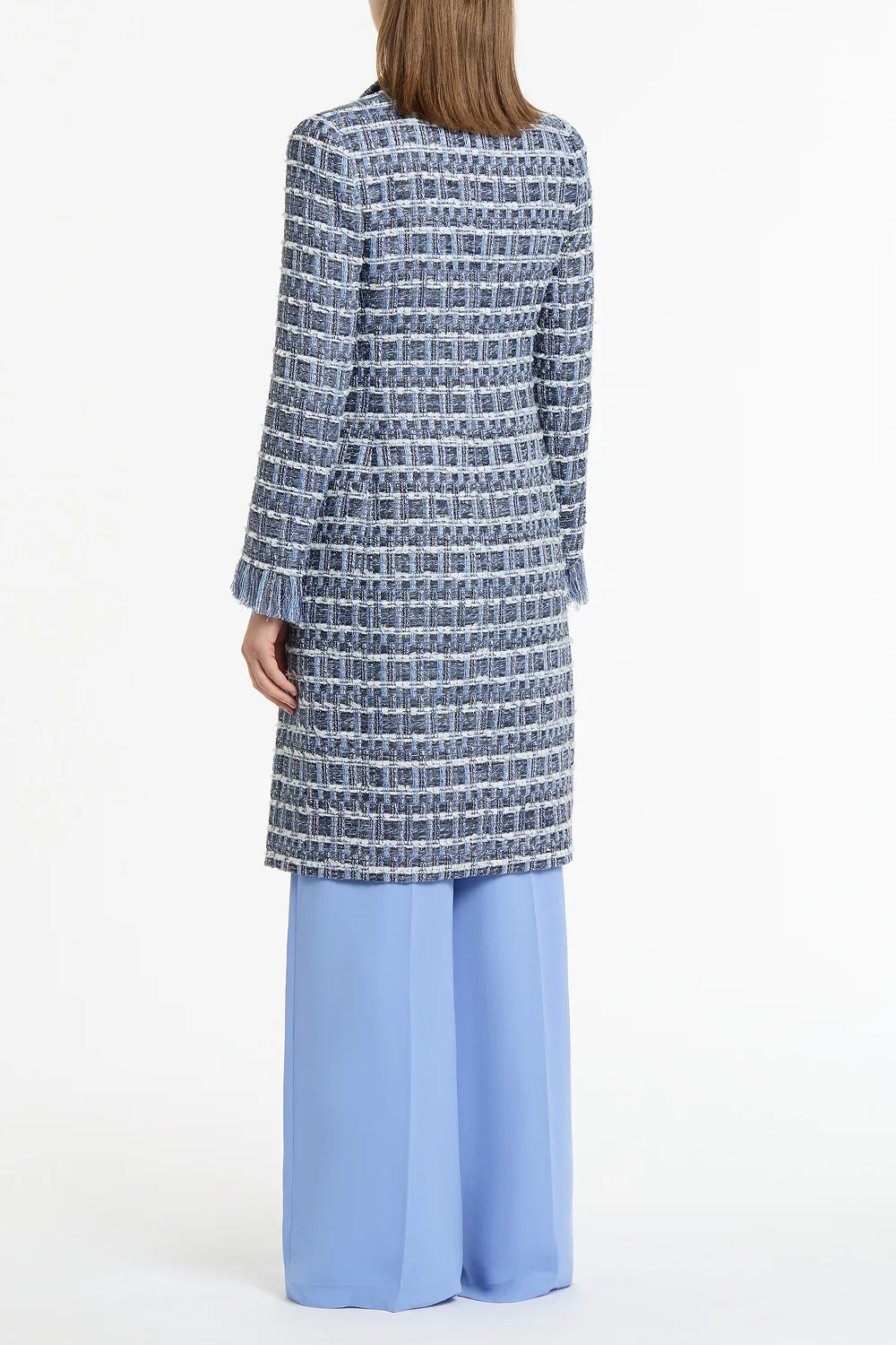 ROYAL METALLIC CHECK TWEED FRINGED COAT - Image 3