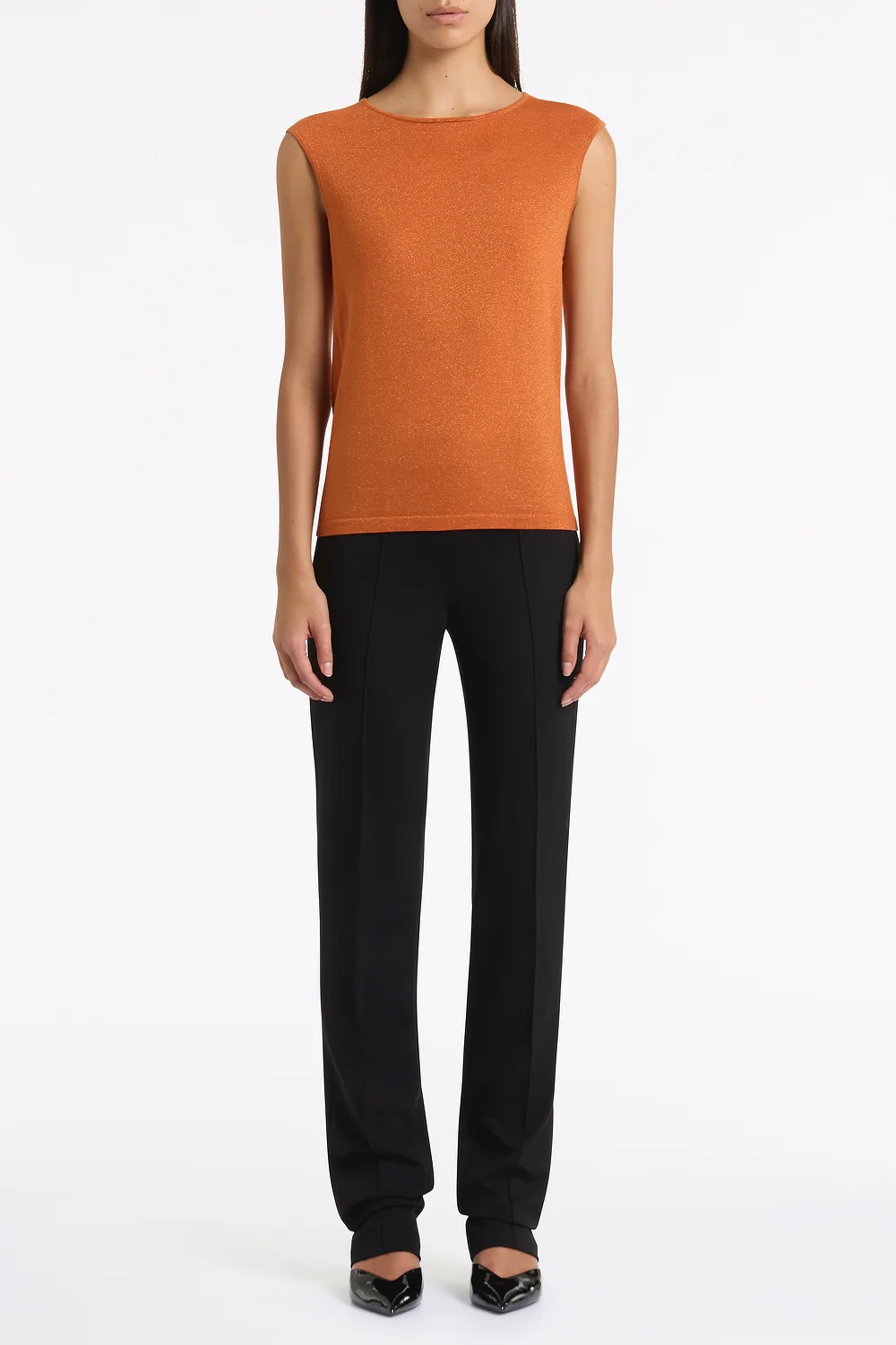 RUSSET METALLIC MERINO KNIT TOP