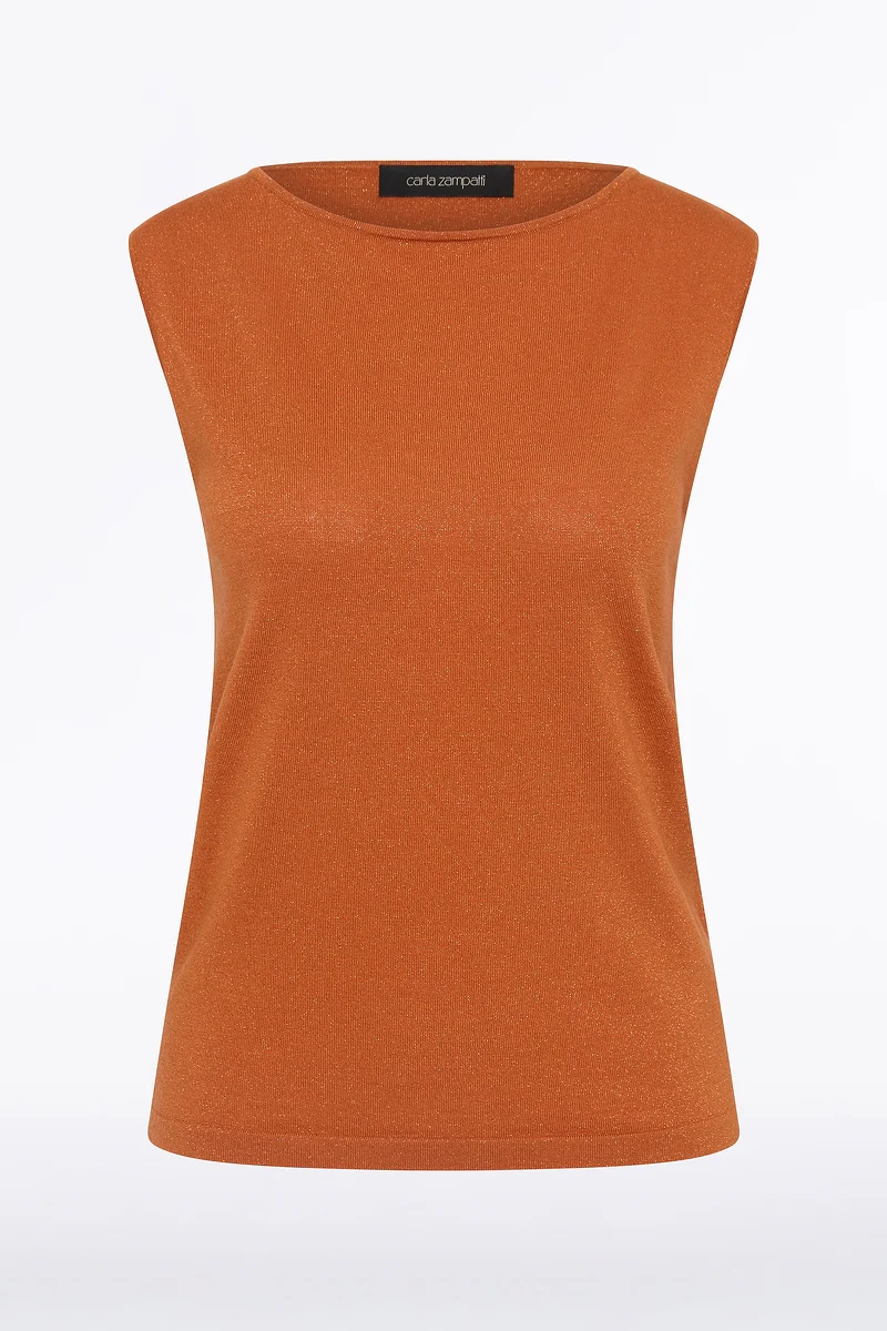 RUSSET METALLIC MERINO KNIT TOP - Image 5