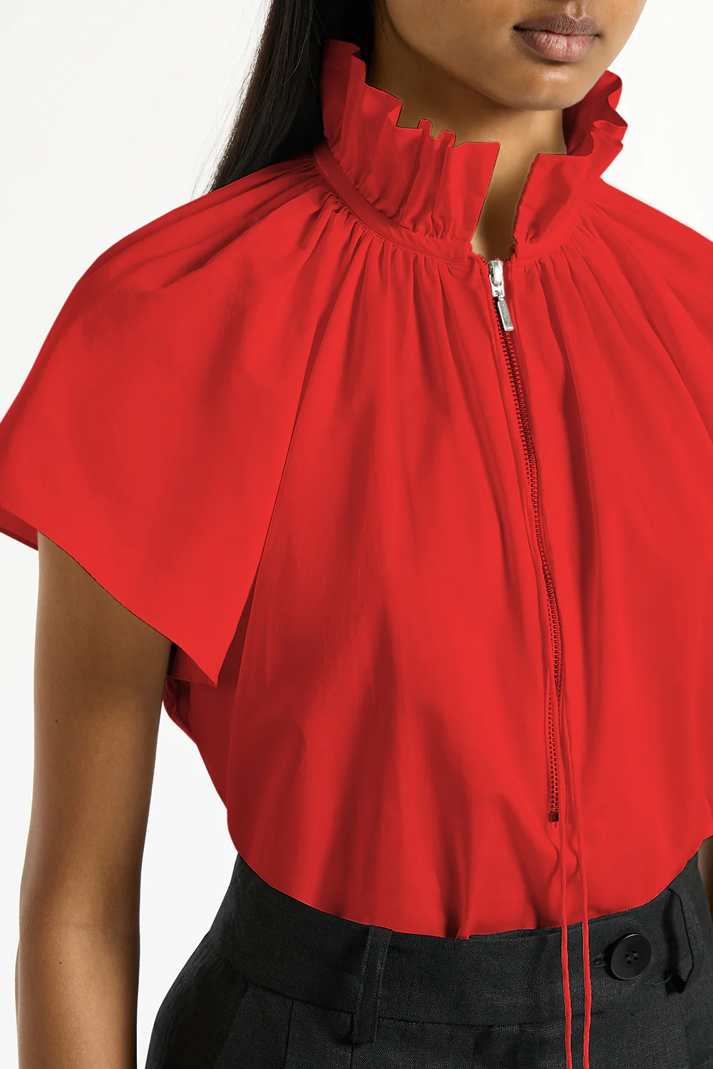 SCARLATTO TAFFETA RUFFLE BLOUSE - Image 3