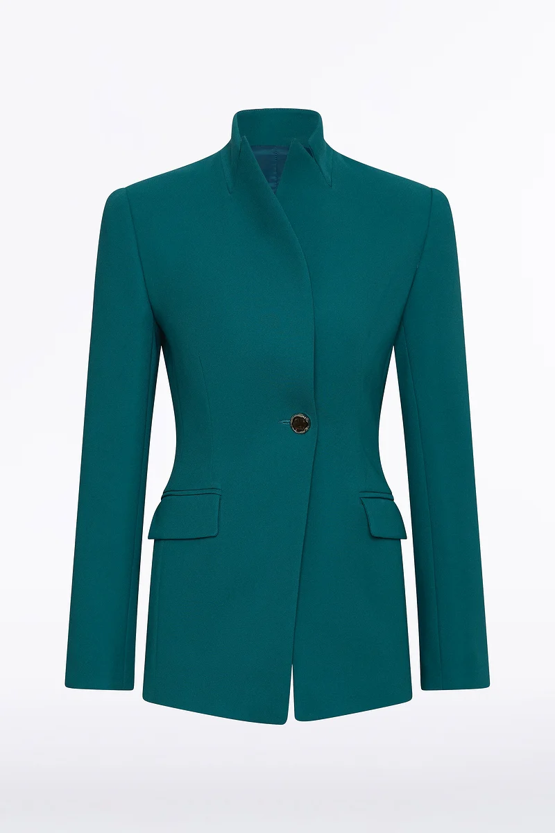 SERPENTINE CREPE LONG LINE SINGLE BREASTED JACKET - Image 4
