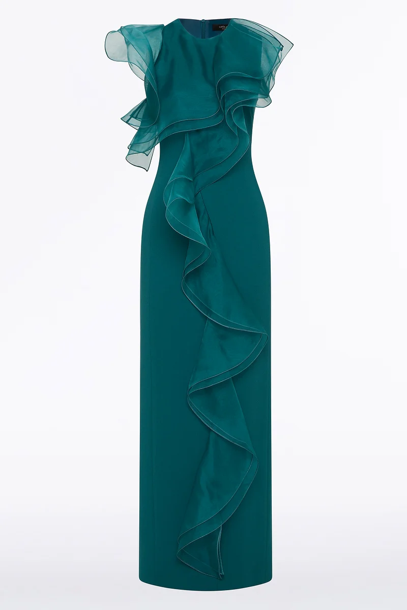 SERPENTINE CREPE RUFFLE FRONT GOWN - Image 6