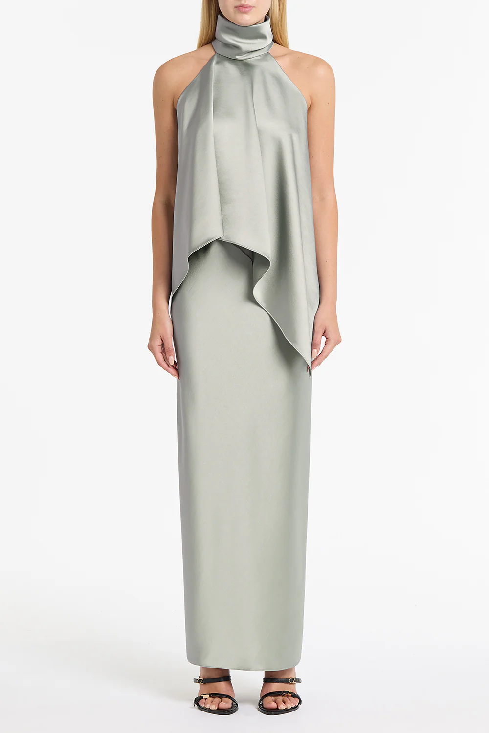 SILVER SATIN BIAS SKIRT