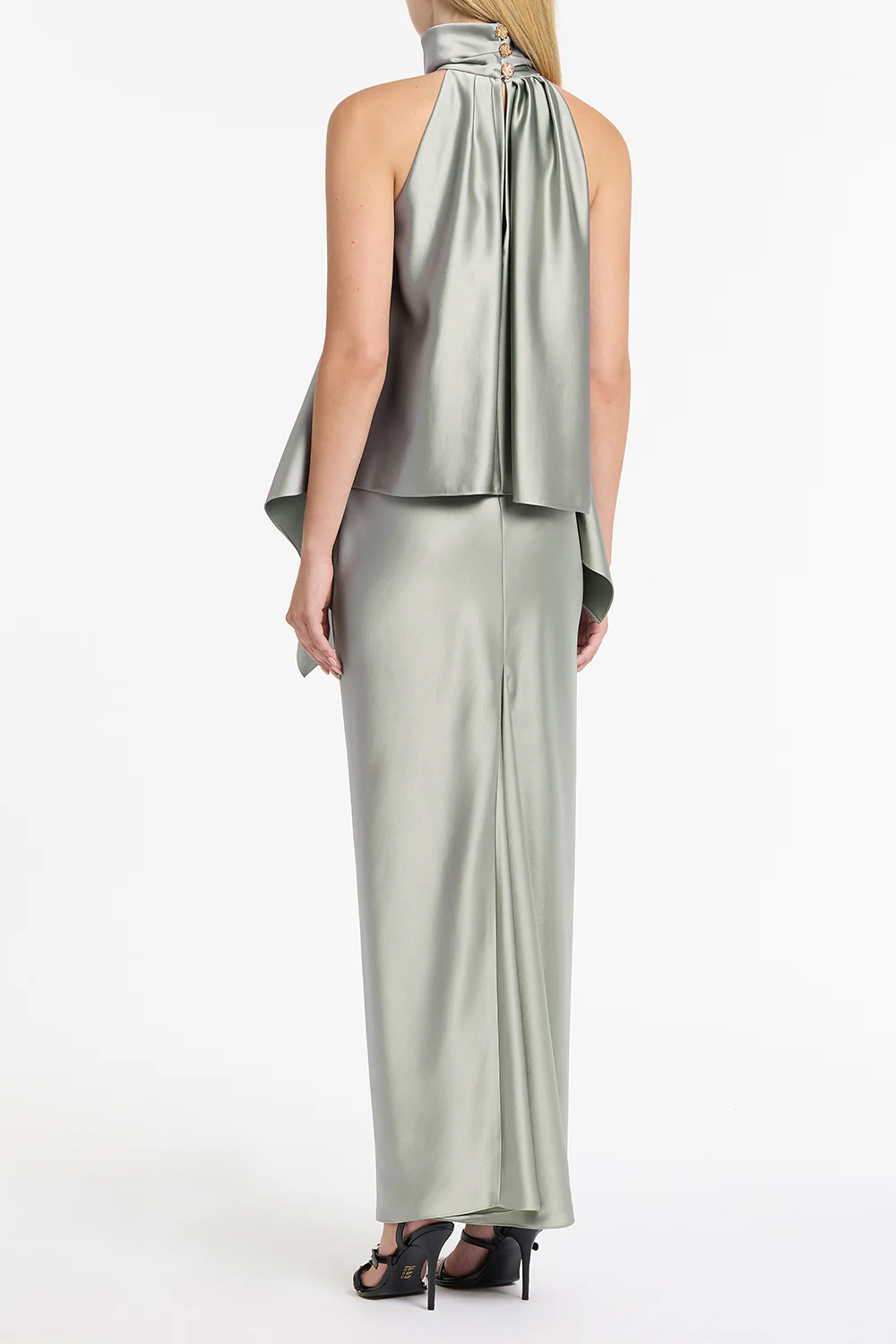 SILVER SATIN BIAS SKIRT - Image 2