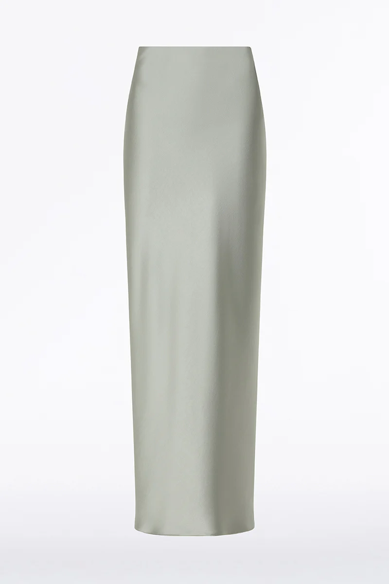 SILVER SATIN BIAS SKIRT - Image 4