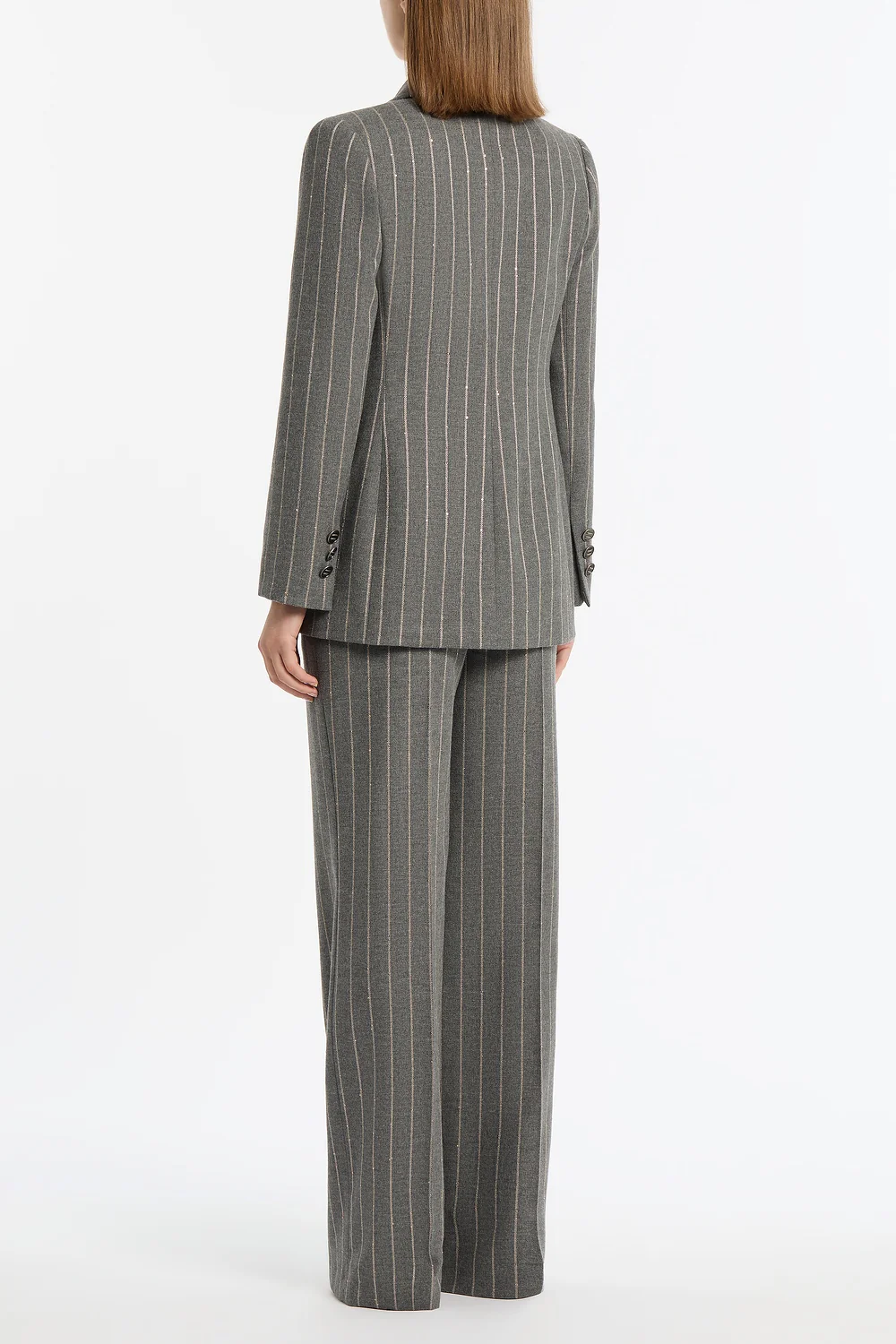 SLATE ITALIAN WOOL PINSTRIPE WIDE LEG PANT - Image 3