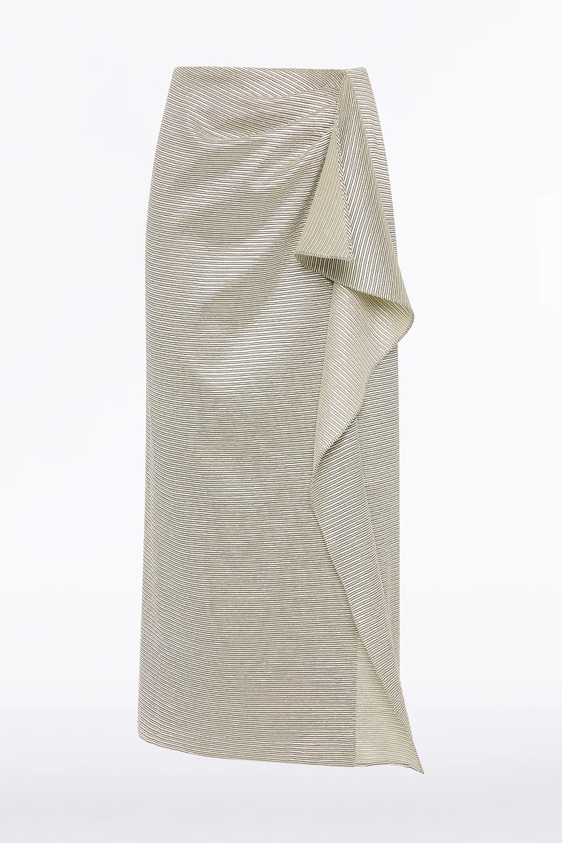 STRIPED GOLD RUFFLE FRONT SKIRT - Image 6