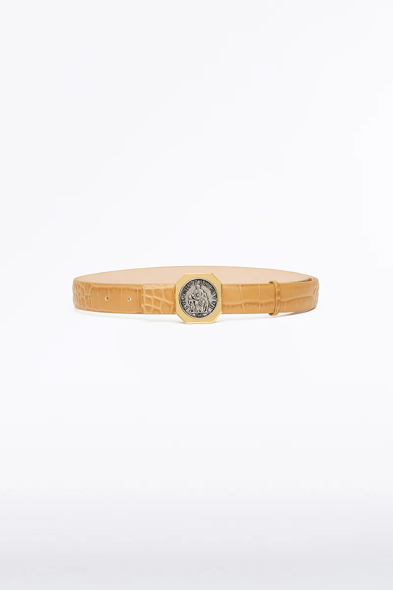 TAN CROC OCTAGONAL COIN BELT - Image 2