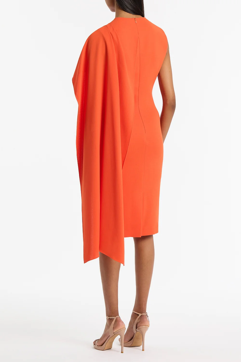 TANGERINE CREPE CASCADE DRESS - Image 2