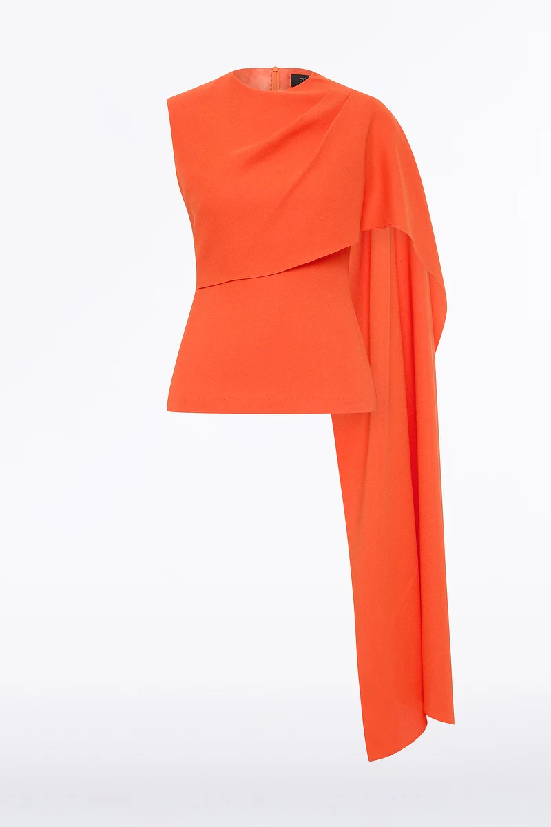 TANGERINE CREPE CASCADE TOP - Image 5