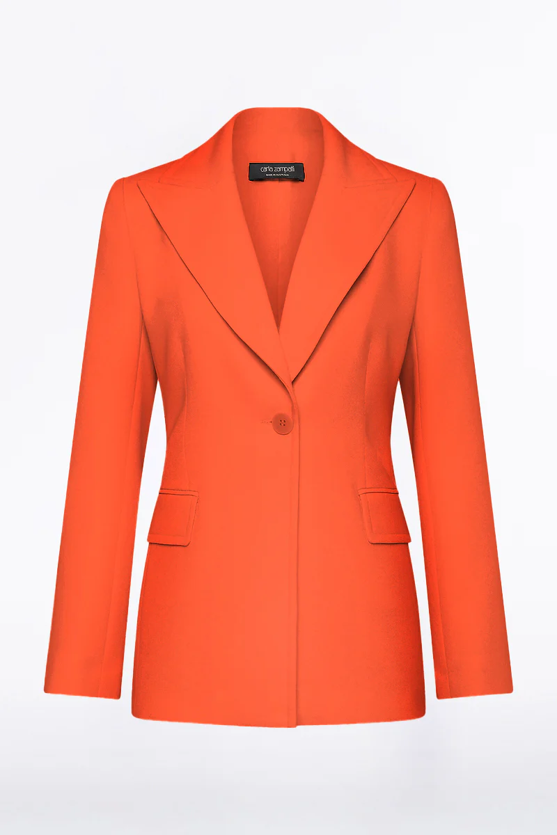 TANGERINE CREPE LONG LINE JACKET - Image 6