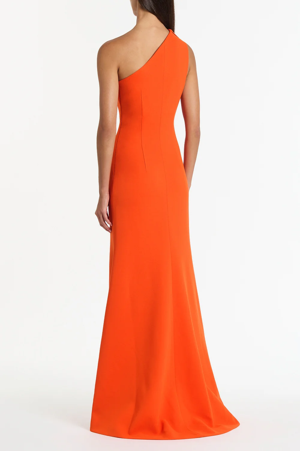 TANGERINE CREPE ONE SHOULDER PETAL GOWN - Image 2
