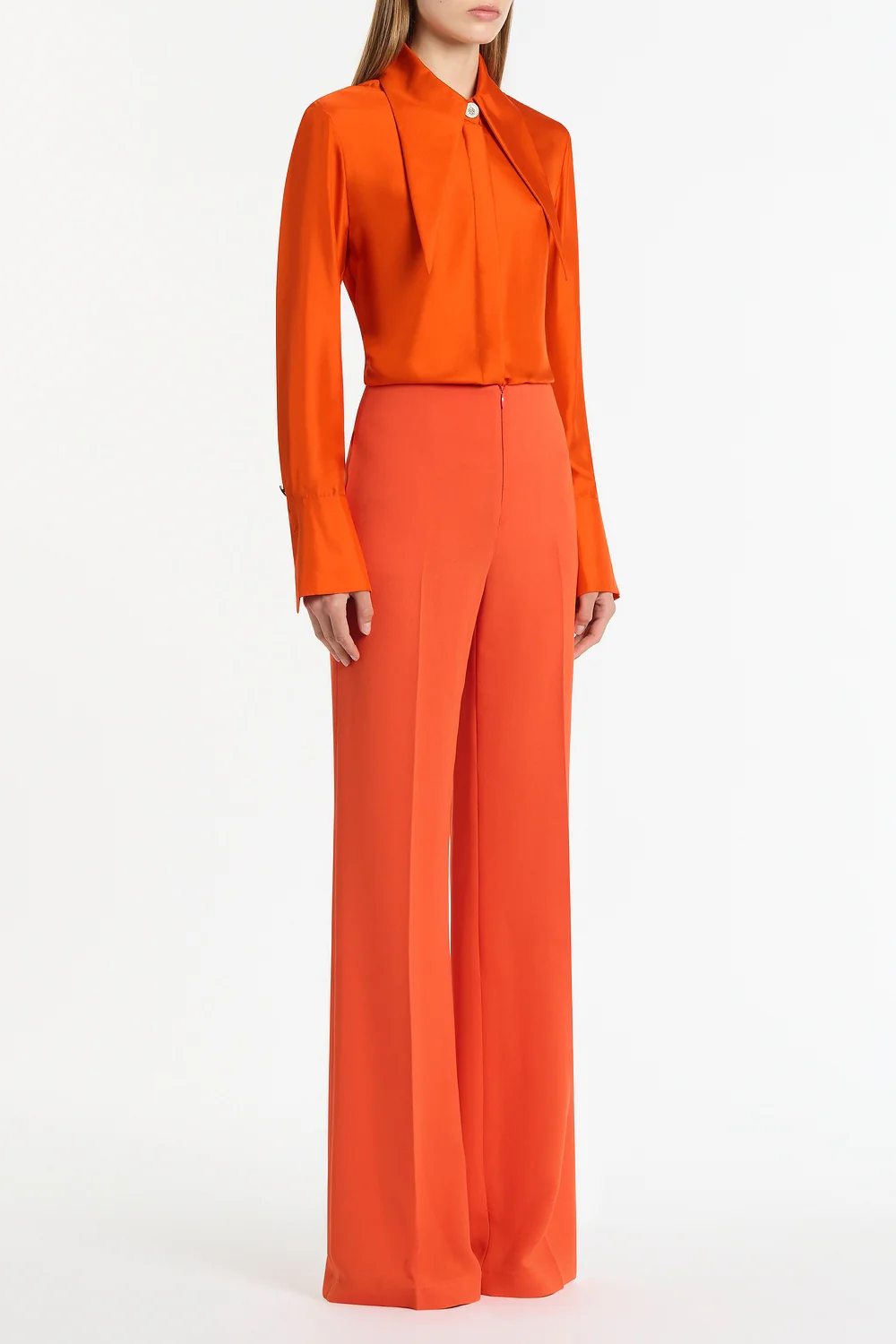 TANGERINE SILK TWILL LONG COLLAR SHIRT - Image 3