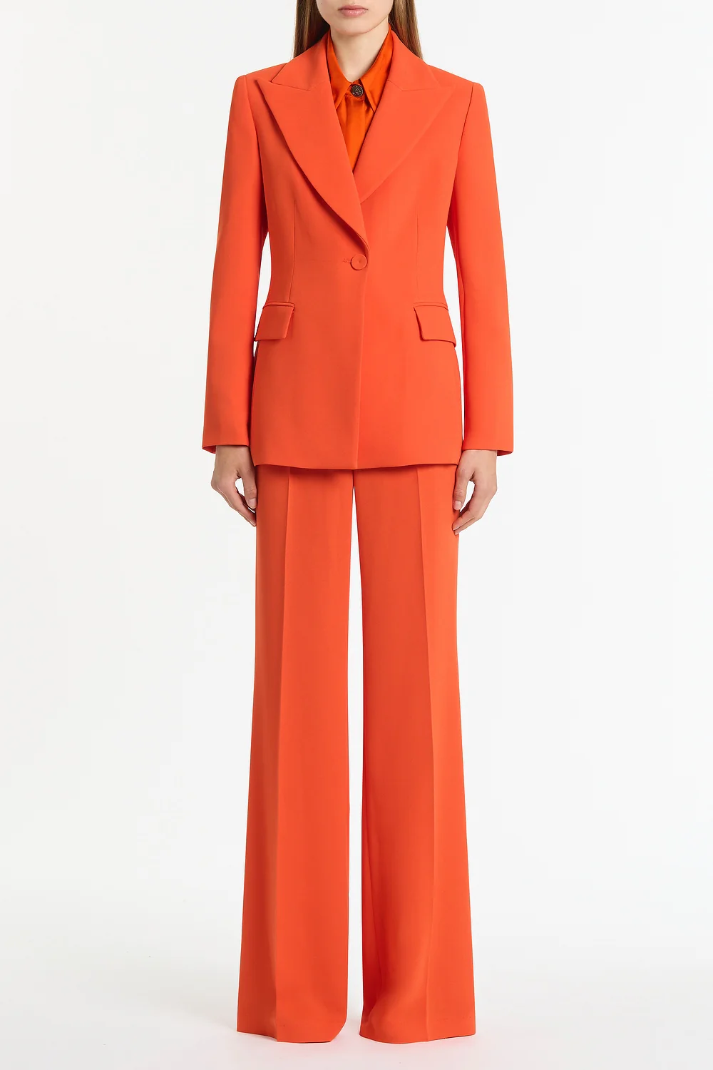 TANGERINE SILK TWILL LONG COLLAR SHIRT - Image 4