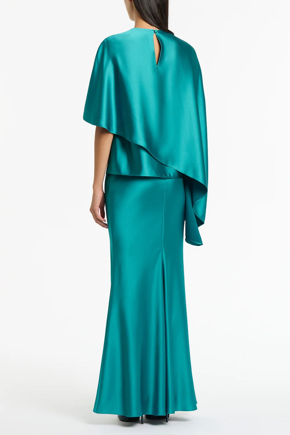 VIRIDIAN LUSTRE SATIN ASYMMETRIC DRAPE TOP - Image 3
