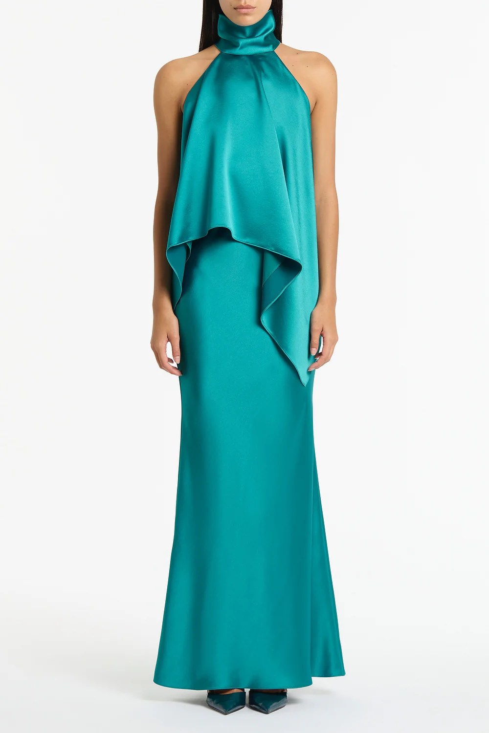 VIRIDIAN LUSTRE SATIN HALTER NECK TOP