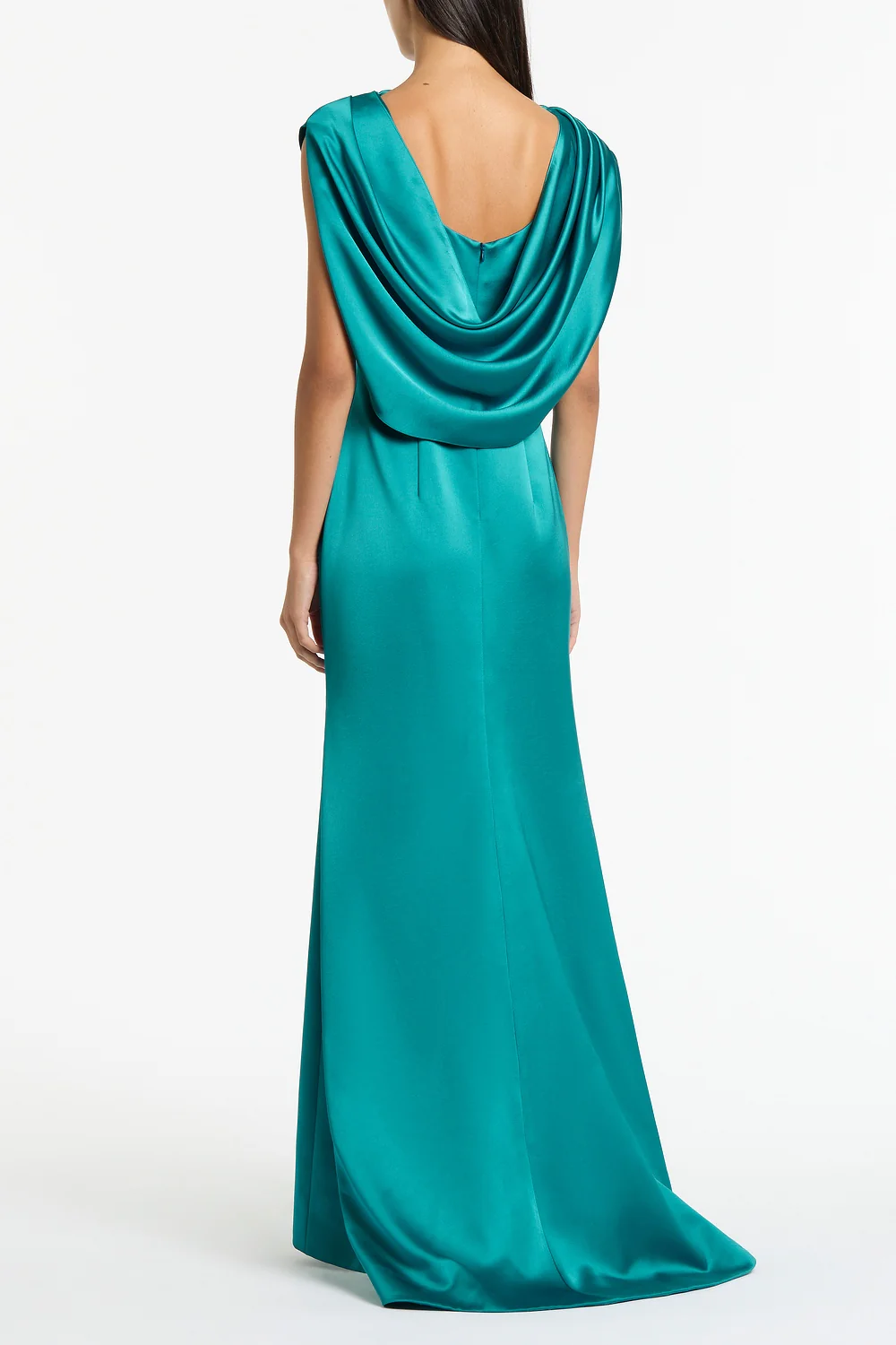 VIRIDIAN LUSTRE SATIN SHOULDER DRAPE GOWN - Image 3