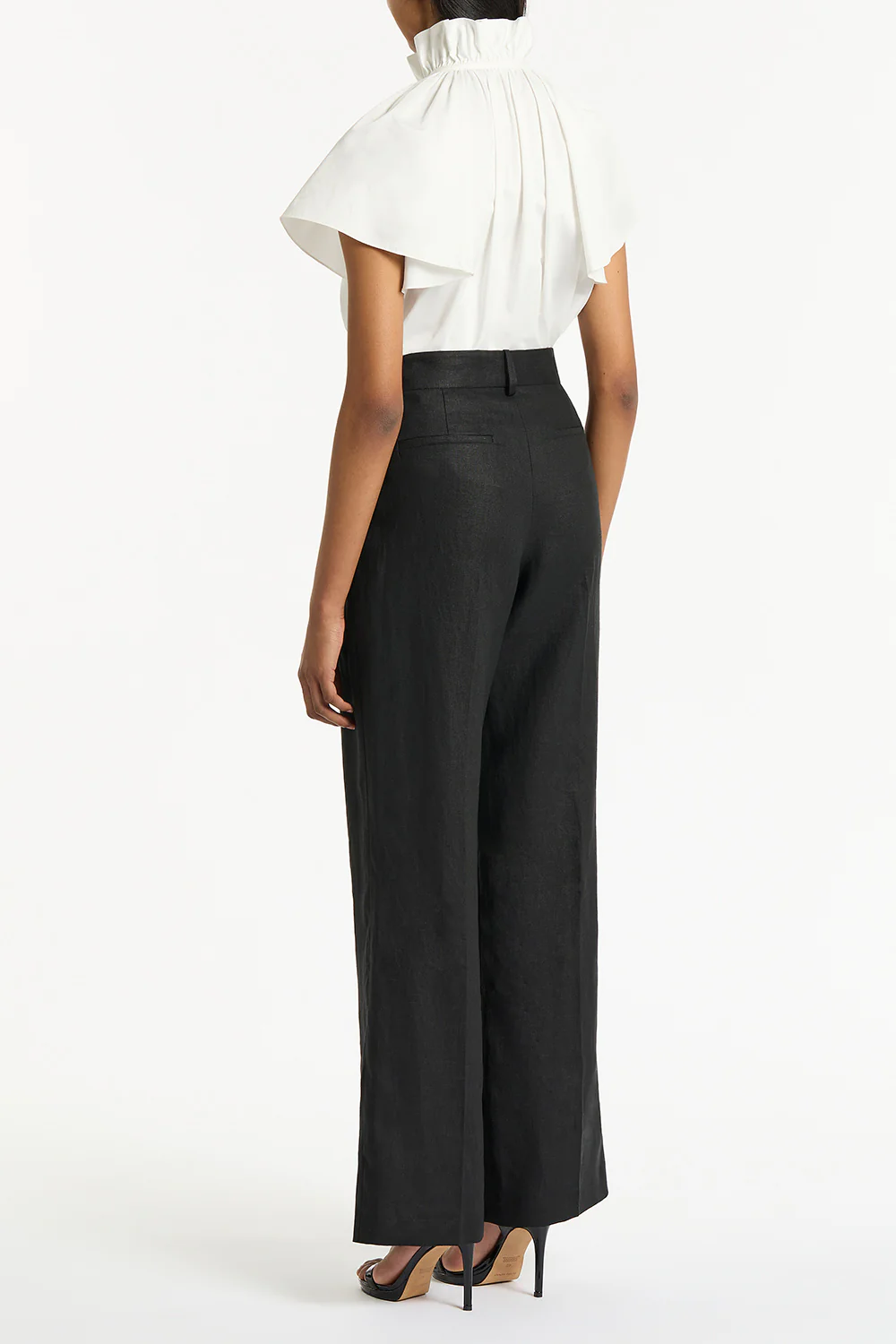 WHITE COTTON TAFFETA RUFFLE BLOUSE - Image 2
