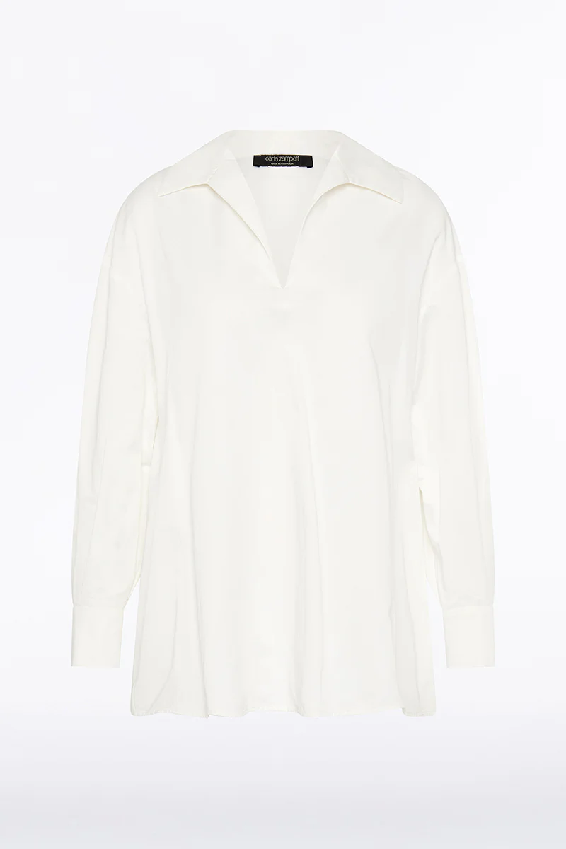 WHITE COTTON TAFFETA SHIRT - Image 5