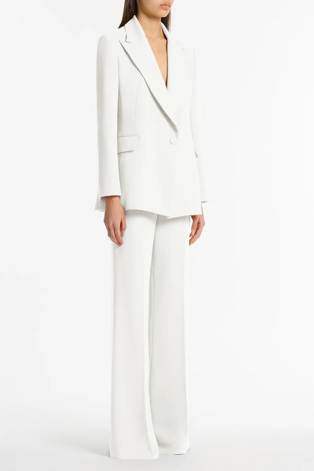 WHITE CREPE CLASSIC JACKET - Image 3