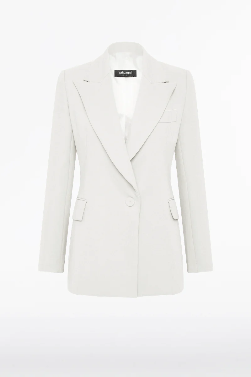 WHITE CREPE CLASSIC JACKET - Image 4