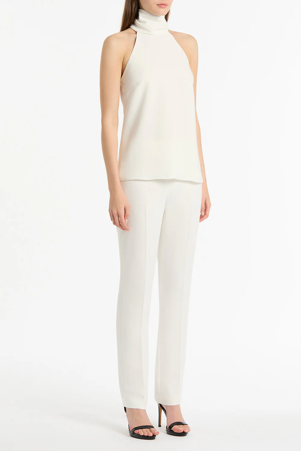 WHITE CREPE CLASSIC SLIM PANT - Image 3