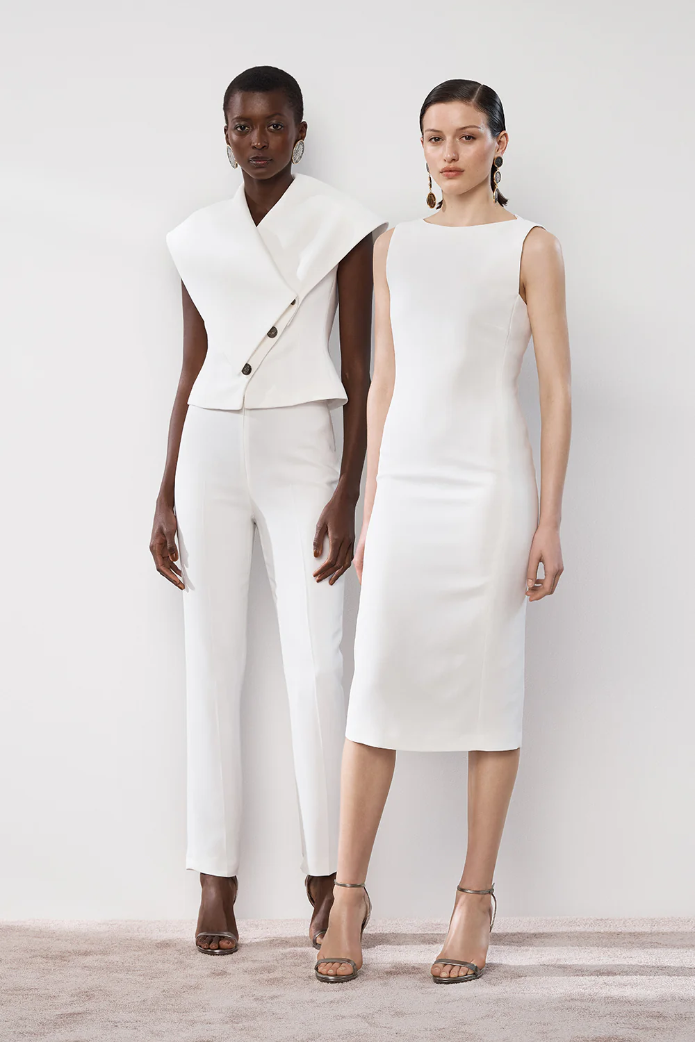 WHITE CREPE CLASSIC SLIM PANT - Image 4