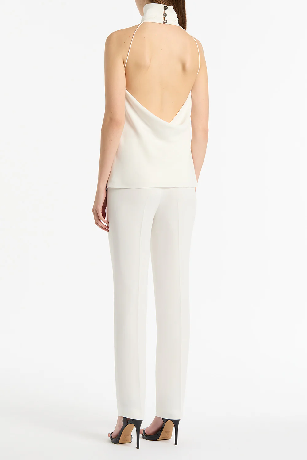 WHITE CREPE HALTER TOP - Image 2