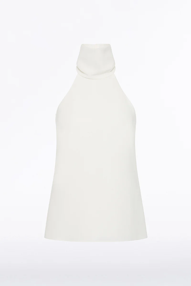WHITE CREPE HALTER TOP - Image 4