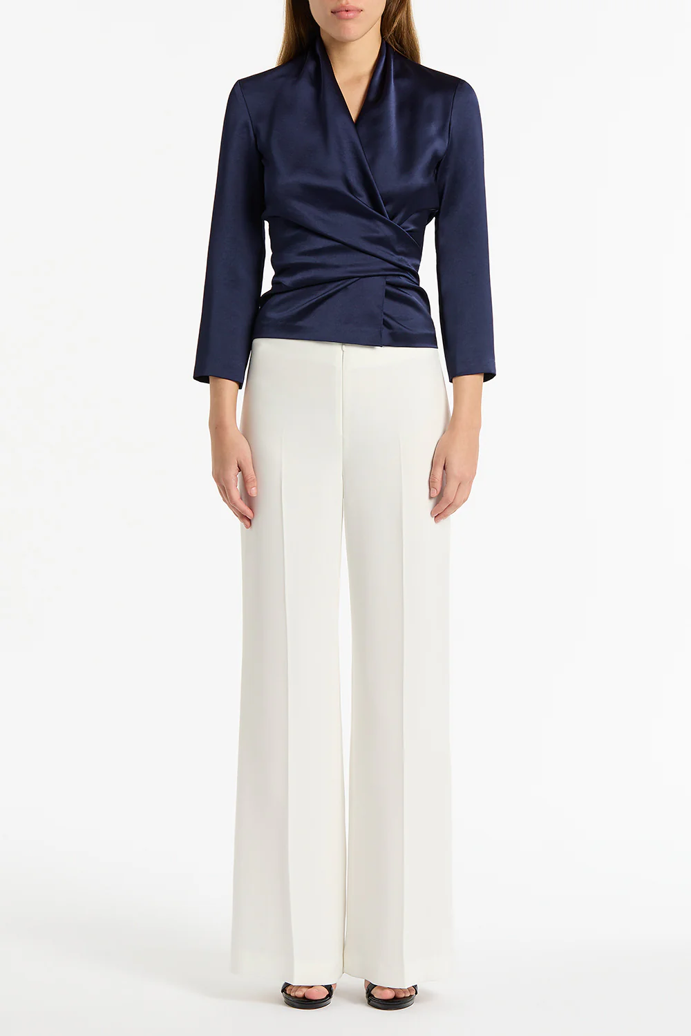 WHITE CREPE LOW WAIST PANT - Image 4