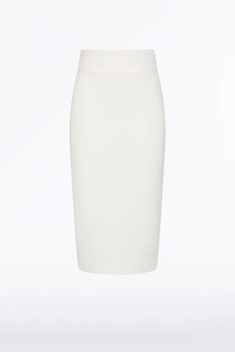 WHITE CREPE MIDI PENCIL SKIRT - Image 4