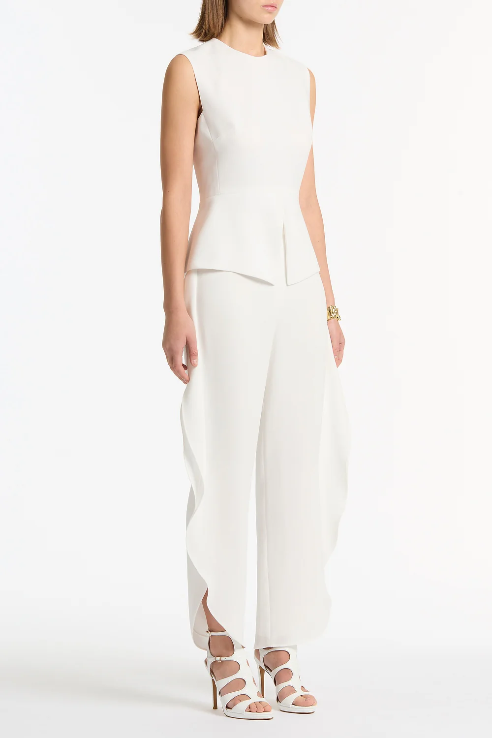 WHITE CREPE PETAL PANT - Image 2