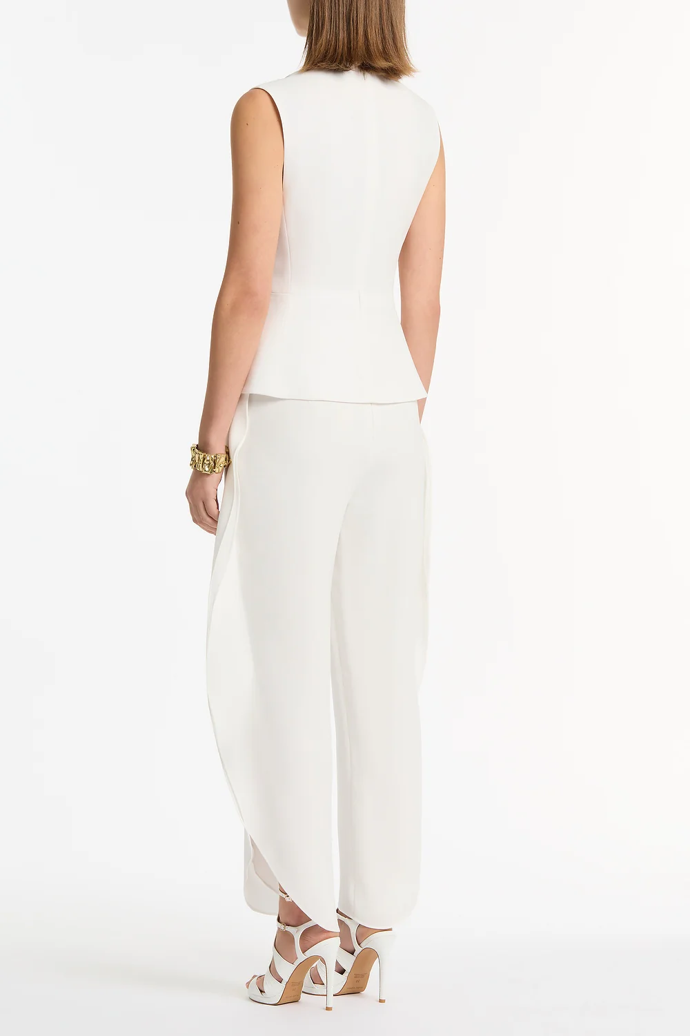 WHITE CREPE PETAL PANT - Image 3