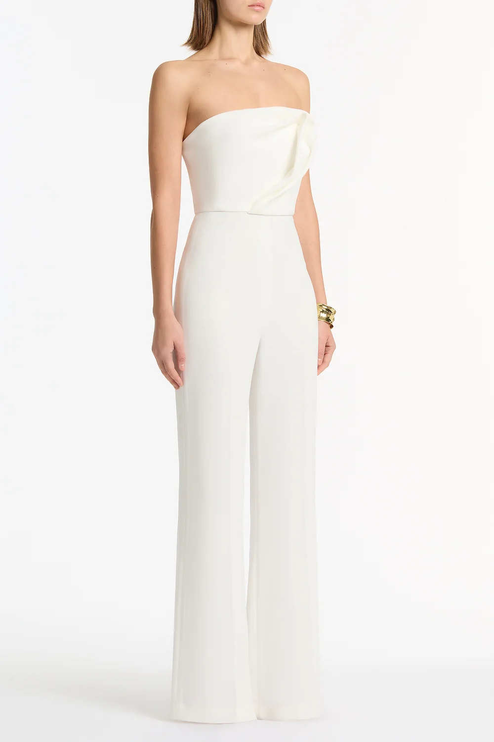 WHITE CREPE SCULPTURAL JUMPSUIT - Image 2