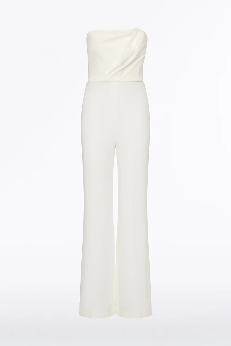 WHITE CREPE SCULPTURAL JUMPSUIT - Image 4