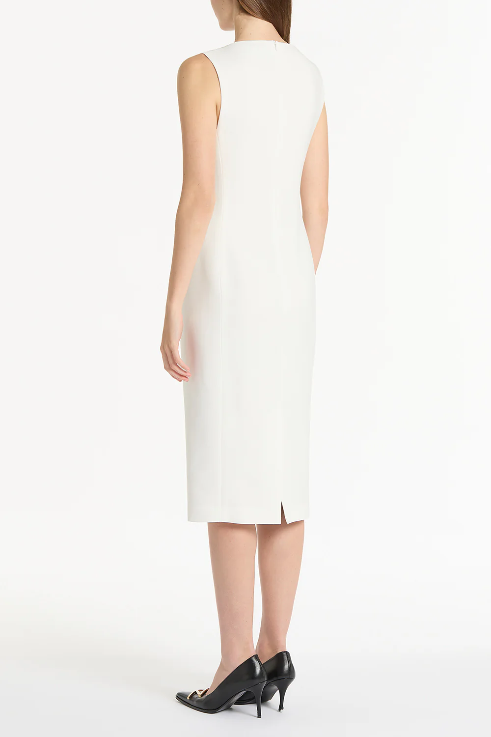 WHITE CREPE SHEATH DRESS - Image 2