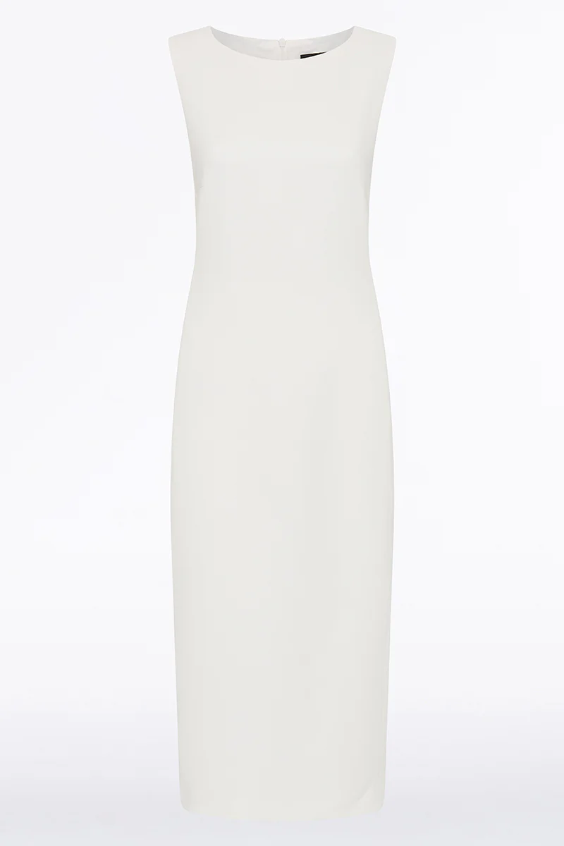 WHITE CREPE SHEATH DRESS - Image 6
