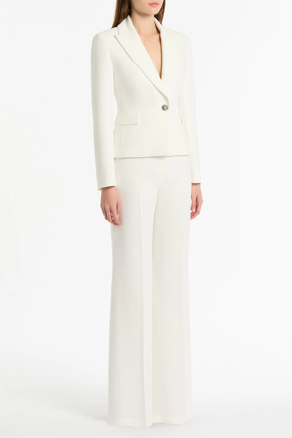 WHITE CREPE SINGLE BREASTED JACKET - Image 3