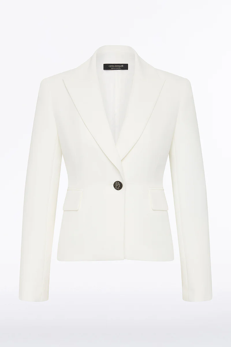 WHITE CREPE SINGLE BREASTED JACKET - Image 4