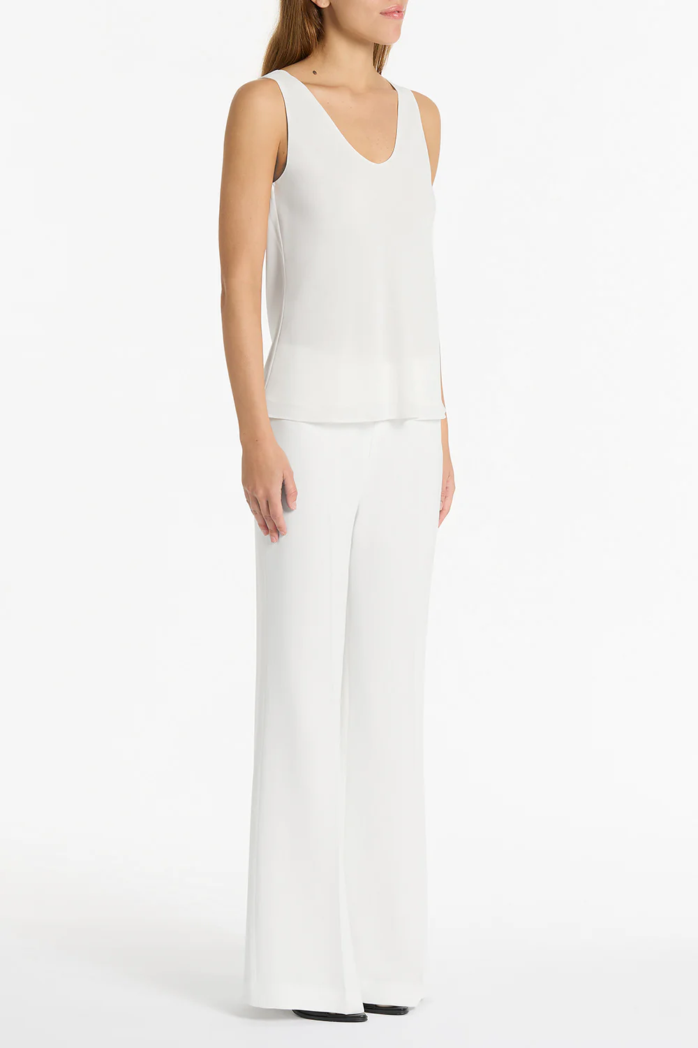 WHITE GEORGETTE SCOOP NECK CAMI - Image 2