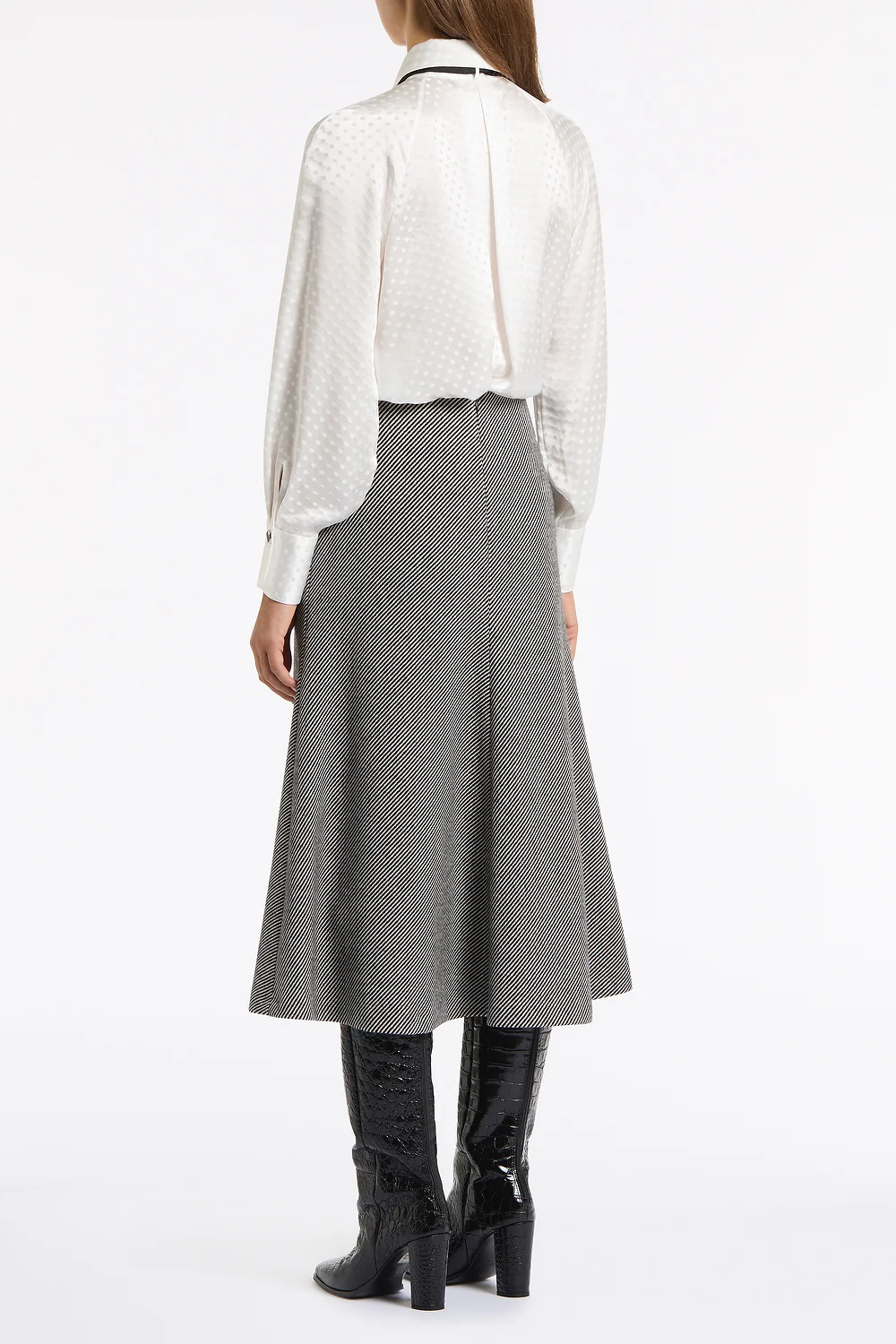 WHITE JACQUARD SPOT CONTRAST SCARF TOP - Image 3