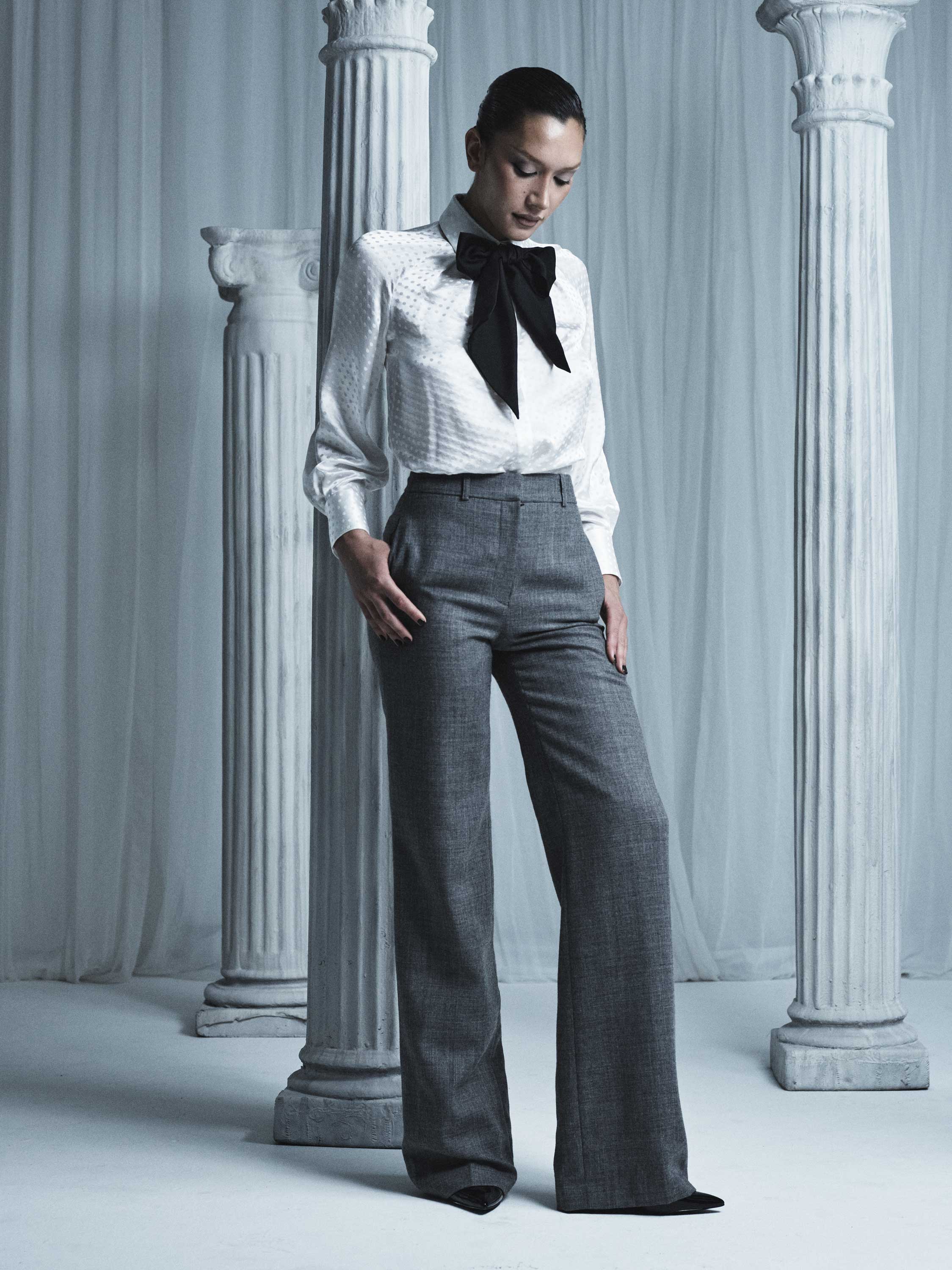 WHITE JACQUARD SPOT CONTRAST SCARF TOP - Image 5