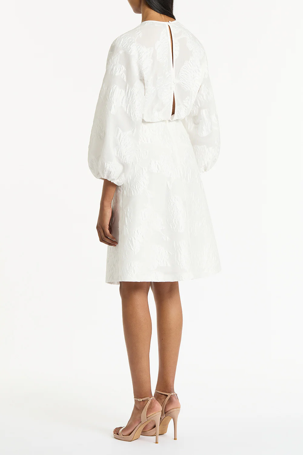 WHITE MESH JACQUARD MIDI DRESS - Image 2
