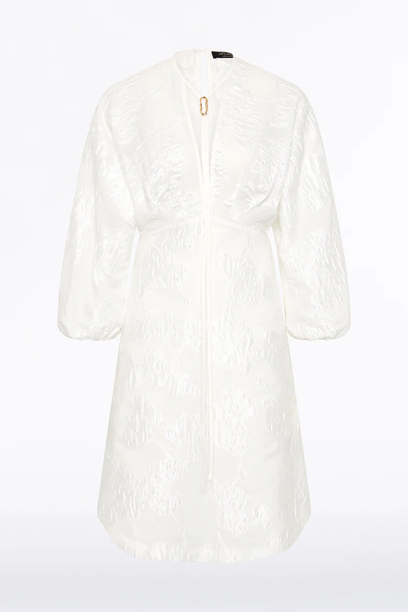 WHITE MESH JACQUARD MIDI DRESS - Image 6